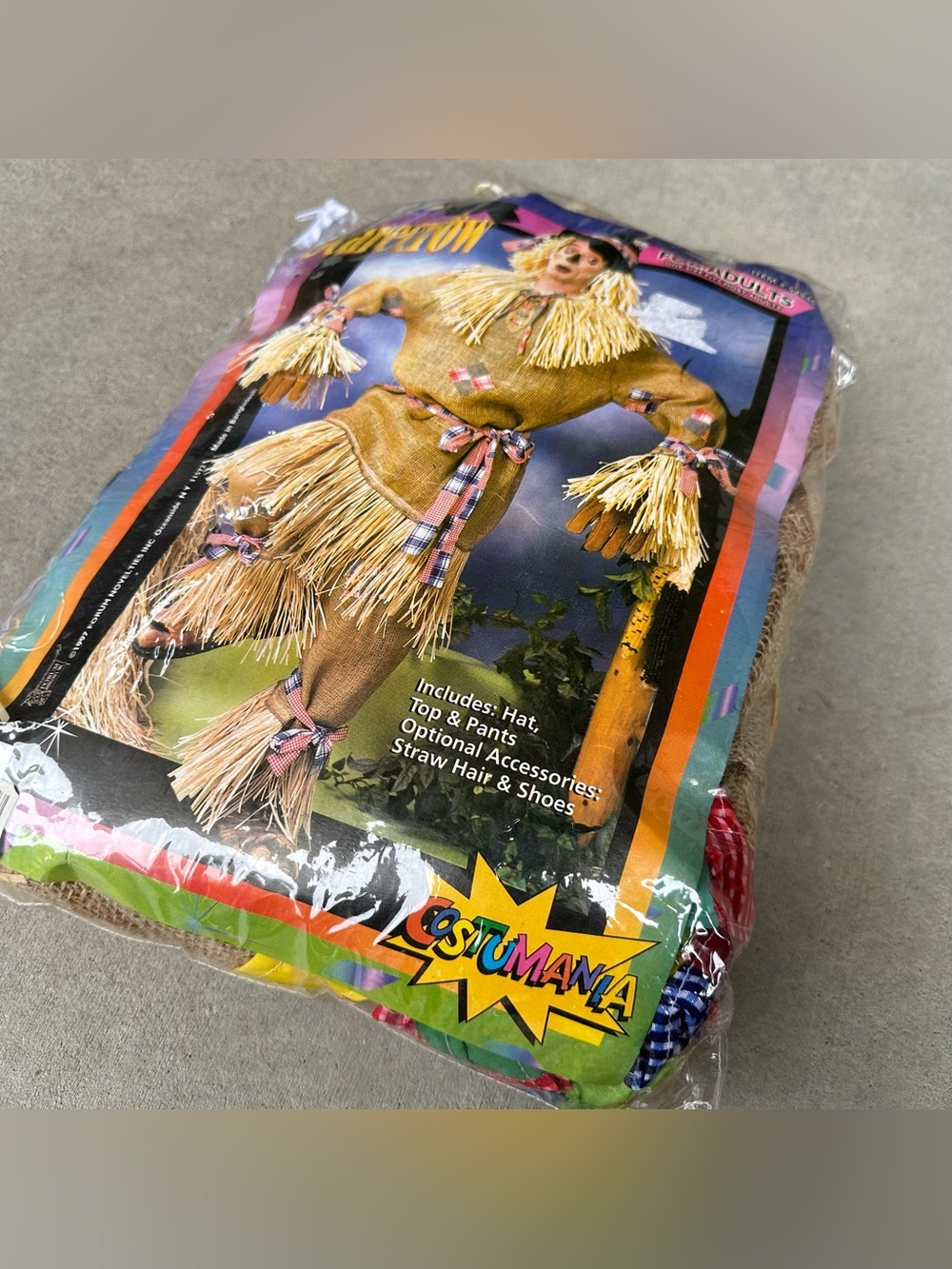1997 Costumania Scarecrow Adult Costume One Size Burlap Brown Complete Outfit